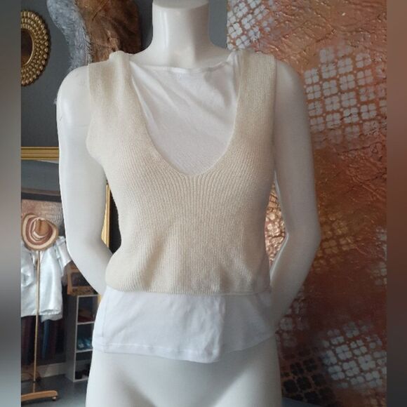 NWT Zara Cotton Blend Vest/Tank Top Hybrid - Picture 6 of 10
